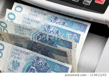 Polish money in a counting machine 113611243
