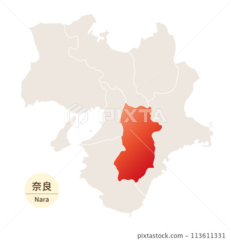明亮美麗的奈良縣地圖,近畿地區奈良縣 明亮美麗的奈良縣地圖,近畿地區奈良縣 113611331