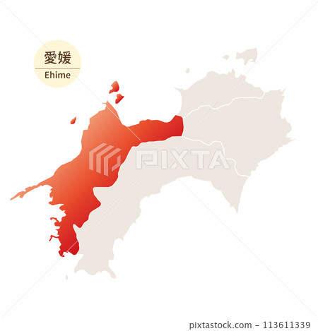A bright and beautiful map of Ehime Prefecture, Ehime Prefecture in the Shikoku region 113611339
