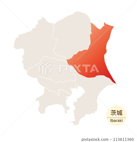 關東地區茨城縣明亮美麗的地圖 113611360