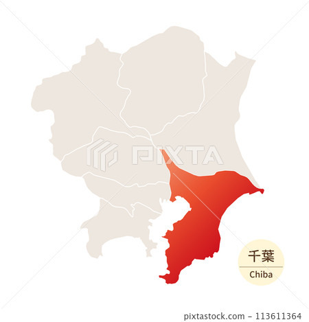 A bright and beautiful map of Chiba Prefecture, Chiba Prefecture in the Kanto region 113611364