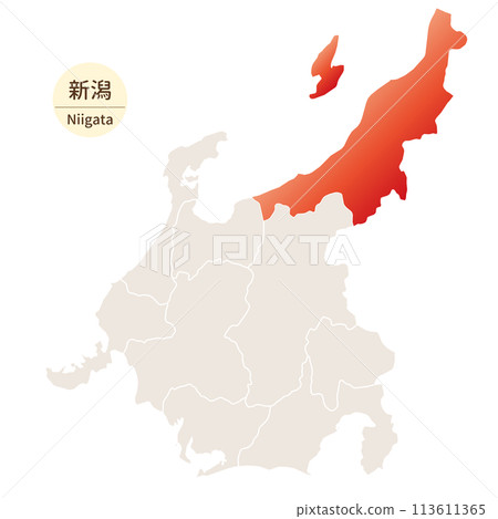 A bright and beautiful map of Niigata Prefecture, Niigata Prefecture in the Chubu region 113611365