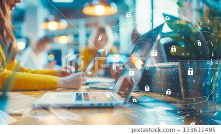 使用筆記型電腦和數位加密進行團隊協作,確保資料安全 使用筆記型電腦和數位加密進行團隊協作,確保資料安全 113611495
