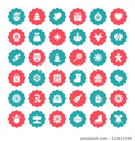 Christmas icons vector set decorations objects 113611594