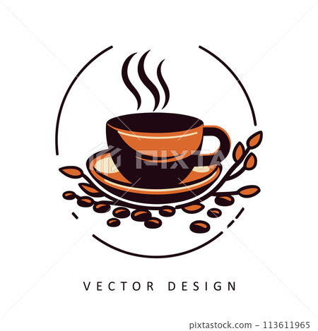 hot coffee minimalist elegant vector design isolated illustration 113611965