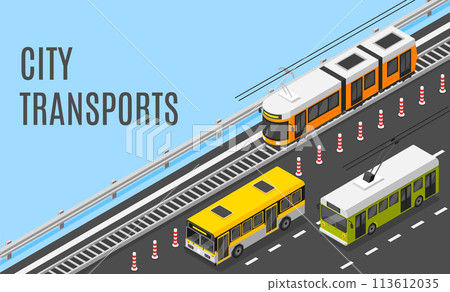Isometric city transports banner Isometric city transports banner 113612035