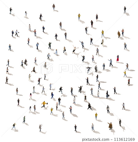 Aerial view on crowd of people, men and women in motion, using gadgets for communication and business. Modern flow of life Aerial view on crowd of people, men and women in motion, using gadgets for communication and business. Modern flow of life 113612169