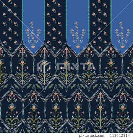 Immerse yourself in the charm of the Southeast with this exquisite fabric pattern, resonating with the sweetness of pink blooms against a soothing blue backdrop. Drawing inspiration from the vibrant  113612514