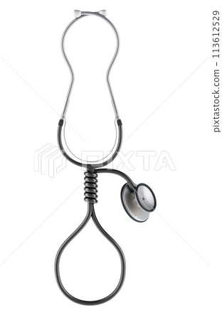 Noose from stethoscope. Medical error, concept. 3D rendering 113612529