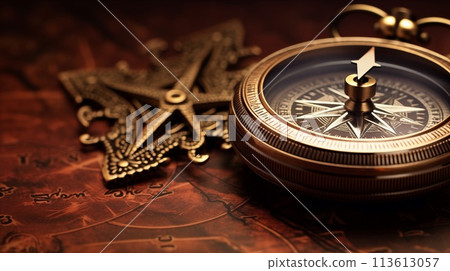 Ancient compass, a symbol of guiding towards the destination Ancient compass, a symbol of guiding towards the destination 113613057