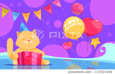 Cartoon birthday composition Cartoon birthday composition 113614298