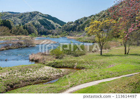 Clear Kizugawa River in Kyoto, Minamiyamashiro Village, Kyoto Prefecture Clear Kizugawa River in Kyoto, Minamiyamashiro Village, Kyoto Prefecture 113614497