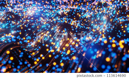 Navigating the Digital Landscape: Parallel Data Streams in Vibrant Waves, 3D rendering 113614690