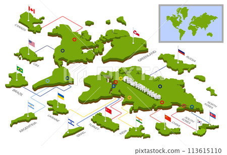Isometric territory map illustration 113615110