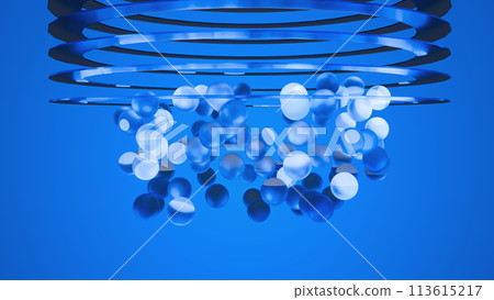 漂浮玻璃球和玻璃板CG背景素材 113615217
