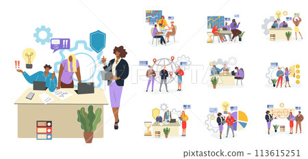 Abstract business people icons set Abstract business people icons set 113615251