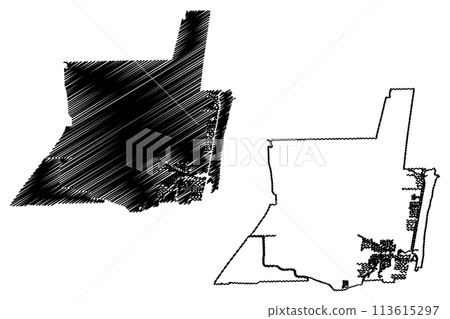 Pompano Beach City, Florida (United States cities, United States of America, us, usa city) map vector illustration, scribble sketch City of Pompano Beach map 113615297