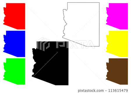 State of Arizona (United States of America, USA or U.S.A.) silhouette and outline map 113615479