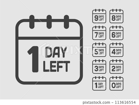 Countdown daily page calendar icon - 1 day left Countdown daily page calendar icon - 1 day left 113616554