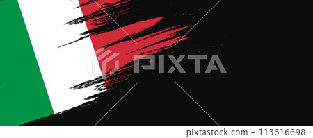 Italy Flag in Brush Paint Style. National Flag of Italy with Grunge Brush Concept 113616698
