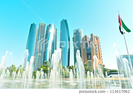 Skyscrapers seen from Emirates Palace in Abu Dhabi, Middle East 113617062