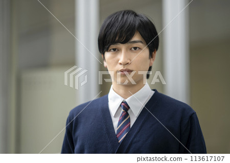 Male high school student looking at the camera. Portrait. Photo courtesy of Ariake College of Education and Arts. Male high school student looking at the camera. Portrait. Photo courtesy of Ariake College of Education and Arts. 113617107