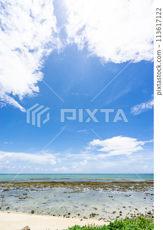 [Okinawa Prefecture] Deep blue sky and sea in midsummer 113617122