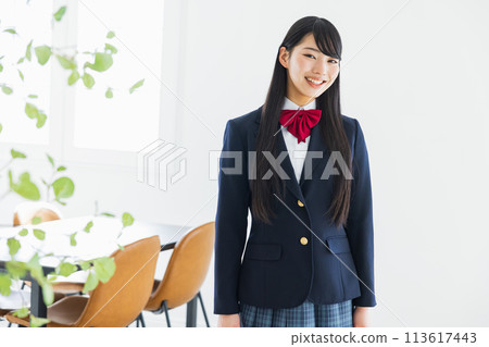 High school girl in uniform 113617443
