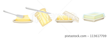 Butter as Dairy Product of Fat and Protein Vector Set Butter as Dairy Product of Fat and Protein Vector Set 113617709