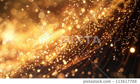 Liquid gold drops shimmering in the sky, a closeup event 113617788