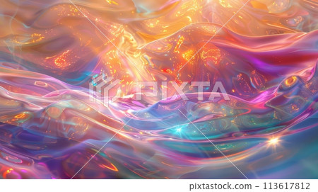 Closeup of vibrant abstract painting with rainbow of colors 113617812