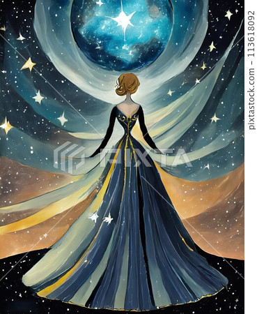 美麗的夜空和神秘的雲背景 113618092