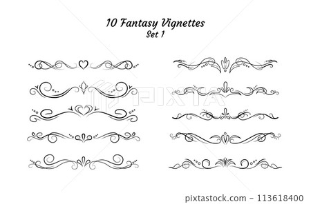 10 fantasy text delimiters, borders or vignettes 113618400