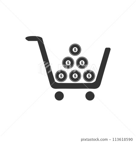 Shopping cart icon flat 113618590