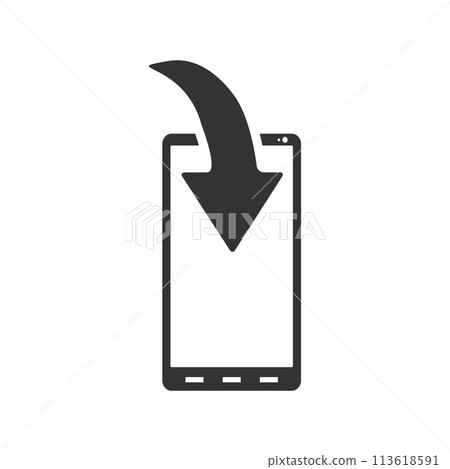 Phone Download Notification icon flat 113618591