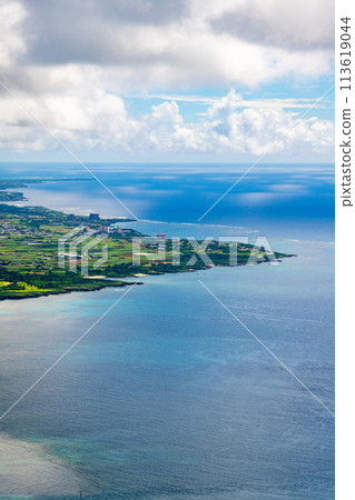 Okinawa Prefecture Miyakojima City Resort Island Heaven Summer Vacation Airplane Aerial Photography Miyako Airport Morning Clouds Shigira Resort 113619044