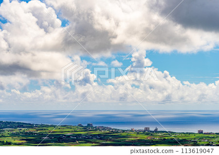 Okinawa Prefecture Miyakojima City Resort Island Heaven Summer Vacation Airplane Aerial Photography Miyako Airport Morning Clouds Shigira Resort 113619047