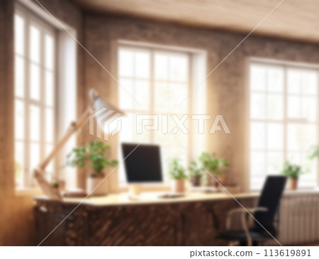 Bright office interior near the window [Background material with blurred expression due to depth of field] 113619891