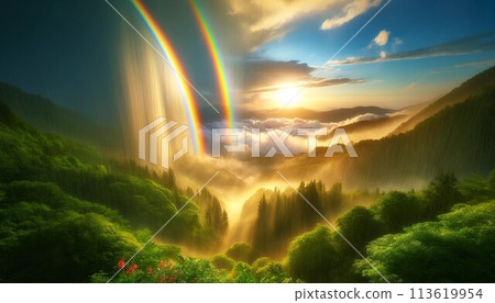 美麗的風景與彩虹 美麗的風景與彩虹 113619954