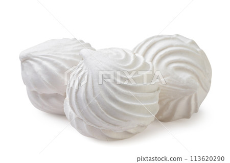 Marshmallow zephyr close-up on a white background. 113620290