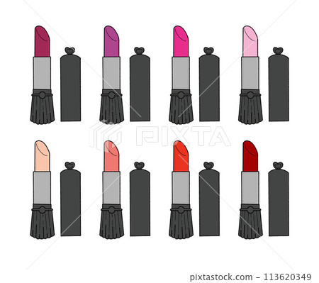 Black lipstick illustration set Black lipstick illustration set 113620349