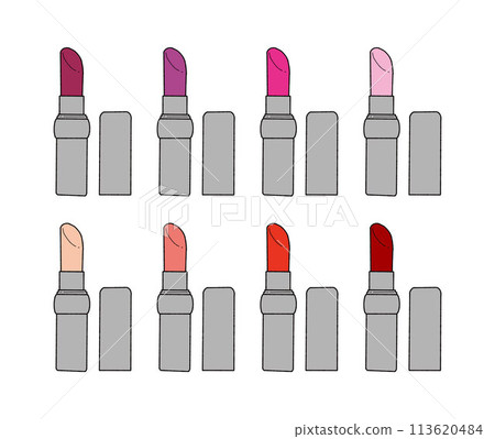 Silver lipstick illustration set 113620484