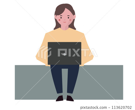 A woman using a computer. Vector illustration A woman using a computer. Vector illustration 113620702