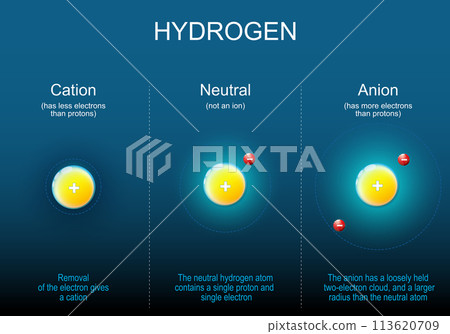 Anion, Cation and Neutral atoms of Hydrogen. 113620709