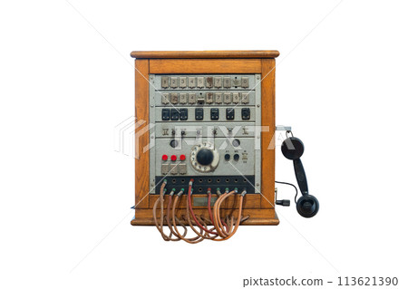 Telephone switchboard isolated on white background Telephone switchboard isolated on white background 113621390