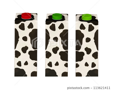 black and white paper milk pack on a white background 113621411