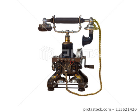 vintage telephone isolated on white background 113621420