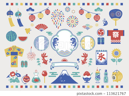 夏季日式材料和日式框架 夏季日式材料和日式框架 113621767