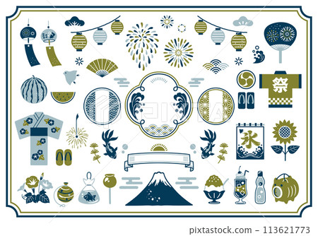 Summer Japanese style material and Japanese pattern frame Summer Japanese style material and Japanese pattern frame 113621773