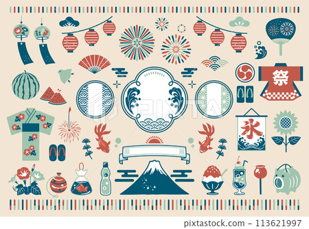 夏季日式材料和日式框架 113621997